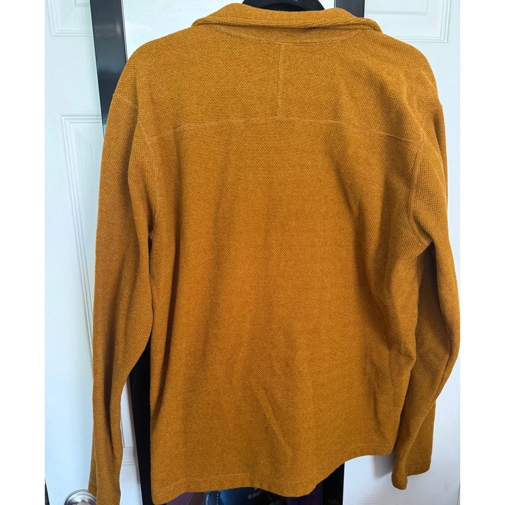 The North Face Mens Quarter Zip Fleece Pullover Mustard Yellow Textured Large